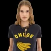 T-shirt col rond CHLOE ajusté jersey de coton bio logo imprimé banane