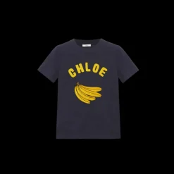T-shirt col rond CHLOE ajusté jersey de coton bio logo imprimé banane