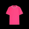 T-shirt col rond coton rose fuchsia logo col