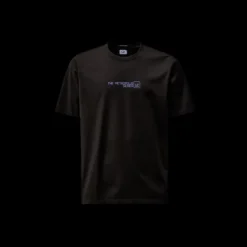 T-shirt col rond CP COMPANY coton jersey noir imprimé urbain Metropolis séries