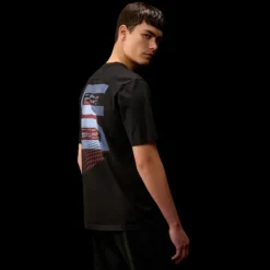 T-shirt col rond CP COMPANY coton jersey noir imprimé urbain Metropolis séries