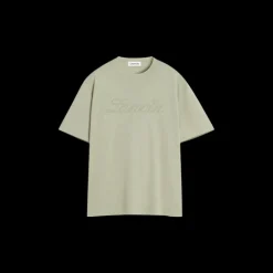 T-shirt col rond LANVIN coton  vert lin logo embossé