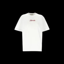 T-shirt col rond LANVIN coton blanc broderie logo rouge