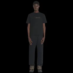 T-shirt col rond LANVIN coton noir broderie logo denim beige dégradé