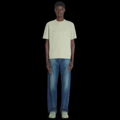 T-shirt col rond LANVIN coton  vert lin logo embossé