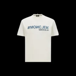 T-shirt col rond MONCLER coton blanc logo bleu Grenoble