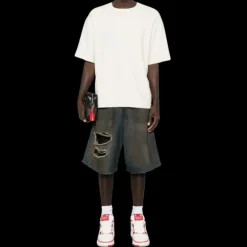 T-shirt col rond OFF WHITE coton écru multi logo ton sur ton