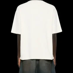 T-shirt col rond OFF WHITE coton écru multi logo ton sur ton