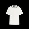 T-shirt col rond PALM ANGELS coton blanc logo flamme col noir