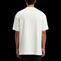 T-shirt col rond PALM ANGELS coton blanc logo flamme col noir