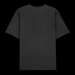 T-shirt col rond SAINT LAURENT coton noir blanchi broderie logo ton sur ton