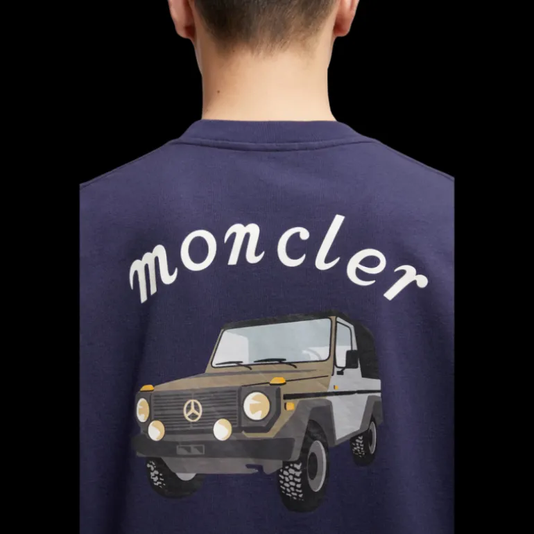 T-shirt coton bleu marine Moncler x Mercedes-Benz by NIGO dos voiture