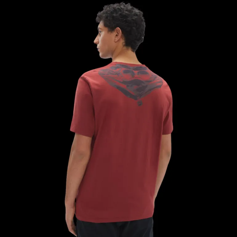 T-shirt CP COMPANY col rond jersey coton rouge imprimé capuche lunettes dos