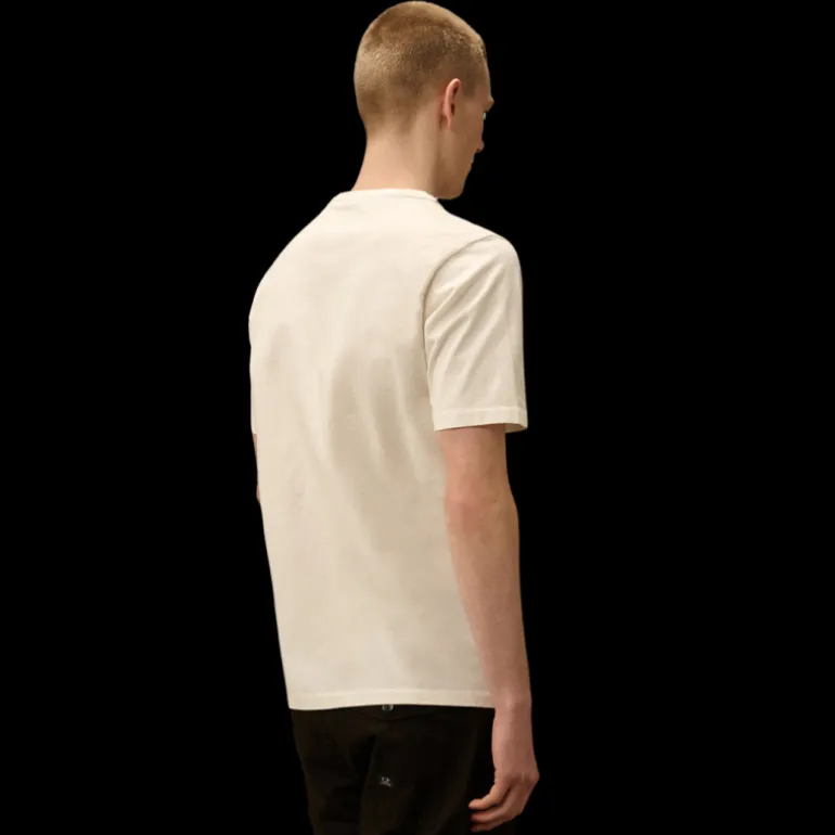T-shirt CP COMPANY col rond coton épais écru multi inscription