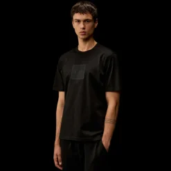 T-shirt CP COMPANY en jersey mercerisé noir gros logo Metropolis Series