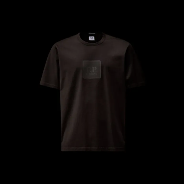 T-shirt CP COMPANY en jersey mercerisé noir gros logo Metropolis Series