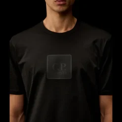 T-shirt CP COMPANY en jersey mercerisé noir gros logo Metropolis Series