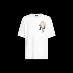 T-shirt DOLCE & GABBANA jersey de coton blanc patch broderie fleurs