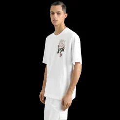T-shirt DOLCE & GABBANA jersey de coton blanc patch broderie fleurs