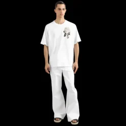 T-shirt DOLCE & GABBANA jersey de coton blanc patch broderie fleurs