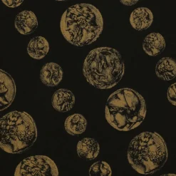 T-shirt DOLCE & GABBANA col rond coton noir imprimé pièces monnaie Or