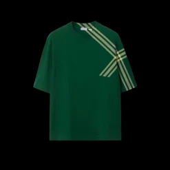 T-shirt en coton vert BURBERRY à manches courtes à carreaux jaune