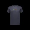 T-shirt FENDI col rond coton gris foncé broderie triple FF multicolore