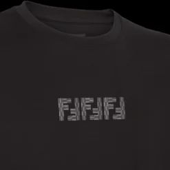 T-shirt FENDI col rond manche courte coton noir logo labyrinth gris