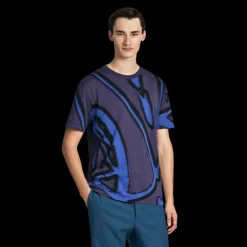 T-shirt jacquard BERLUTI coton scritto géant violet bleu noir