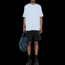 T-shirt  LANVIN col rond coton bleu ciel broderie petit logo écriture