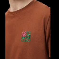 T-shirt LOEWE col rond coton praline anagramme rose vert