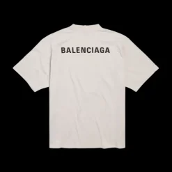 T-shirt manche courte BALENCIAGA Back Medium Fit jersey vintage coton beige