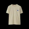 T-shirt manche courte BURBERRY jersey coton beige broderie chevalier bleu