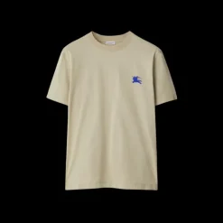 T-shirt manche courte BURBERRY jersey coton beige broderie chevalier bleu
