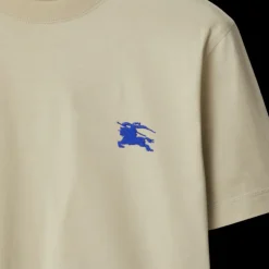 T-shirt manche courte BURBERRY jersey coton beige broderie chevalier bleu