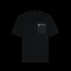 T-shirt manche courte FENDI coton noir logo poche zippée