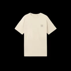 T-shirt manche courte GHOST jersey crêpe coton beige écusson logo ton sur ton