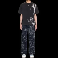 T-shirt manche courte OFF WHITE coton noir imprimé mary poitrine dos