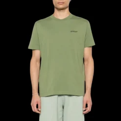 t-shirt manche courte OFF WHITE col rond Windy Arrow coton vert