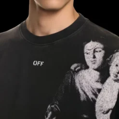 T-shirt manche courte OFF WHITE coton noir imprimé mary poitrine dos