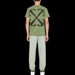 t-shirt manche courte OFF WHITE col rond Windy Arrow coton vert