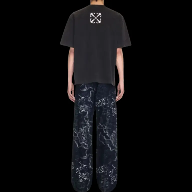 T-shirt manche courte OFF WHITE coton noir imprimé mary poitrine dos