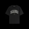 T-shirt manche courte PALM ANGELS coton noir logo universitaire blanc strass