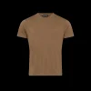 T-shirt manche courte TOM FORD col rond lyocell coton kaki marron