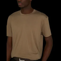 T-shirt manche courte TOM FORD col rond lyocell coton kaki marron