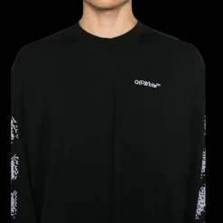 t-shirt manche longue OFF WHITE Pixel Diagonal coton noir