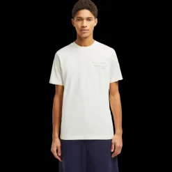 T-shirt MONCLER col rond coton écru logo broderie Archive 1952