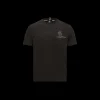 T-shirt MONCLER col rond coton noir logo Grenoble embossé gris
