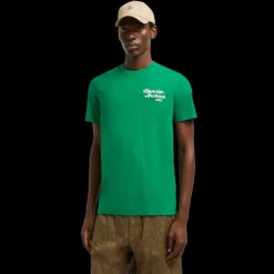 T-shirt MONCLER col rond coton vert logo broderie Archive 1952