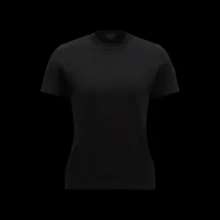 T-shirt MONCLER col rond coton noir dos plissé